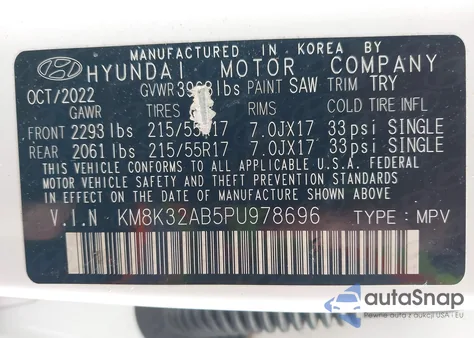 2023 Hyundai Kona Sel from USA, damaged, VIN KM8K32AB5PU978696